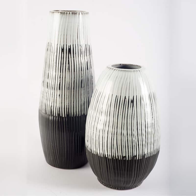 Tanami Dark Brown And White Ceramic Vase (Tall)