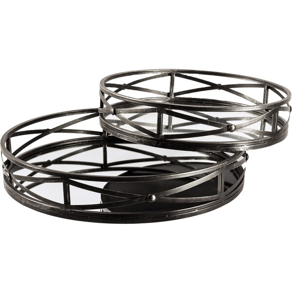 Mercana Piers Black Metal Tray (Set of 2)
