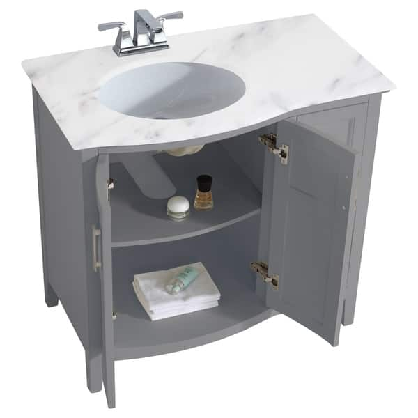 Shop Wyndenhall Salem 36 Inch Contemporary Bath Vanity In Warm Grey With Bombay White Engineered Marble Extra Thick Top Overstock 24203657