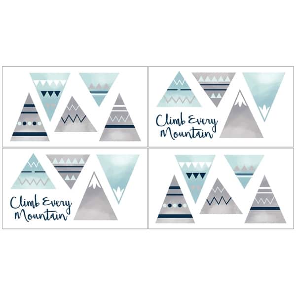 slide 2 of 2, Sweet Jojo Designs Navy Blue, Aqua and Grey Aztec Mountains Peel and Stick Wall Decal Stickers Art Nursery Decor (Set of 4)