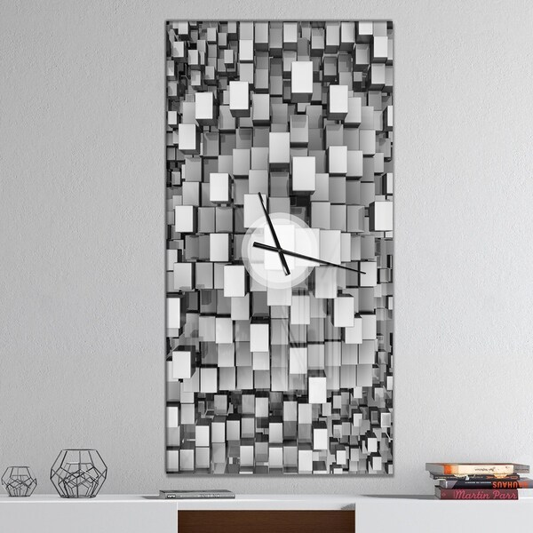 Designart 'Black and Grey Cubes' Oversized Modern Wall CLock
