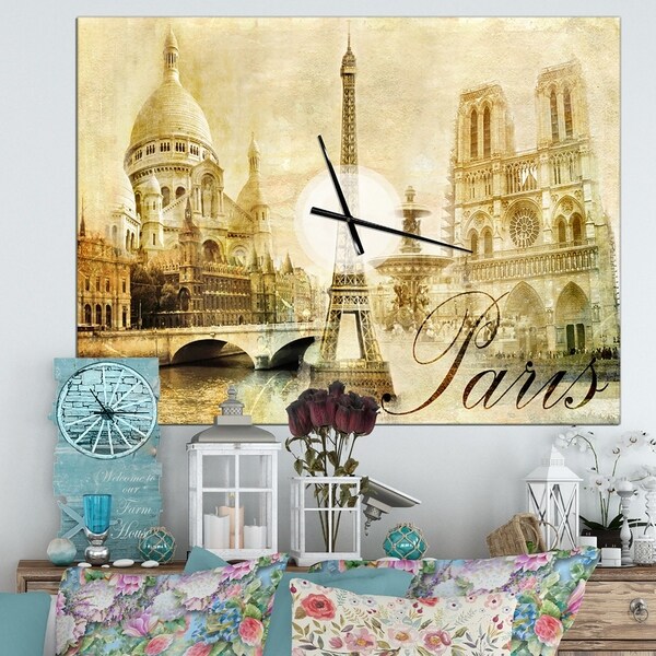 Designart 'Old Beautiful Paris' Oversized Industrial Wall CLock