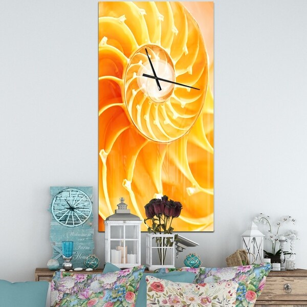 Designart 'Yellow Nautilus Shell' Oversized Coastal Wall CLock