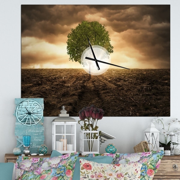 Designart 'Lonely Tree under Dramatic Sky' Oversized Traditional Wall CLock
