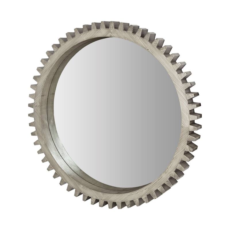 Cog Grey Solid Wood Frame Round Mirror - 44" x 44"