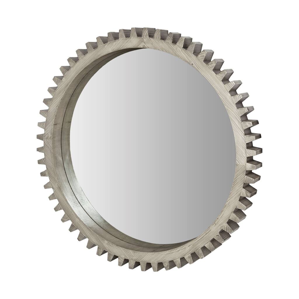 Cog Grey Solid Wood Frame Round Mirror - 44" x 44"