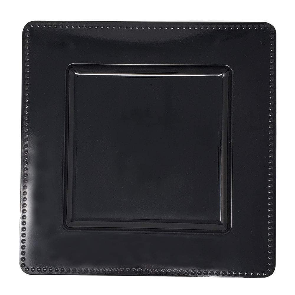 Luxurious Black Rim Heavy Duty Square Charger Plates-6pc