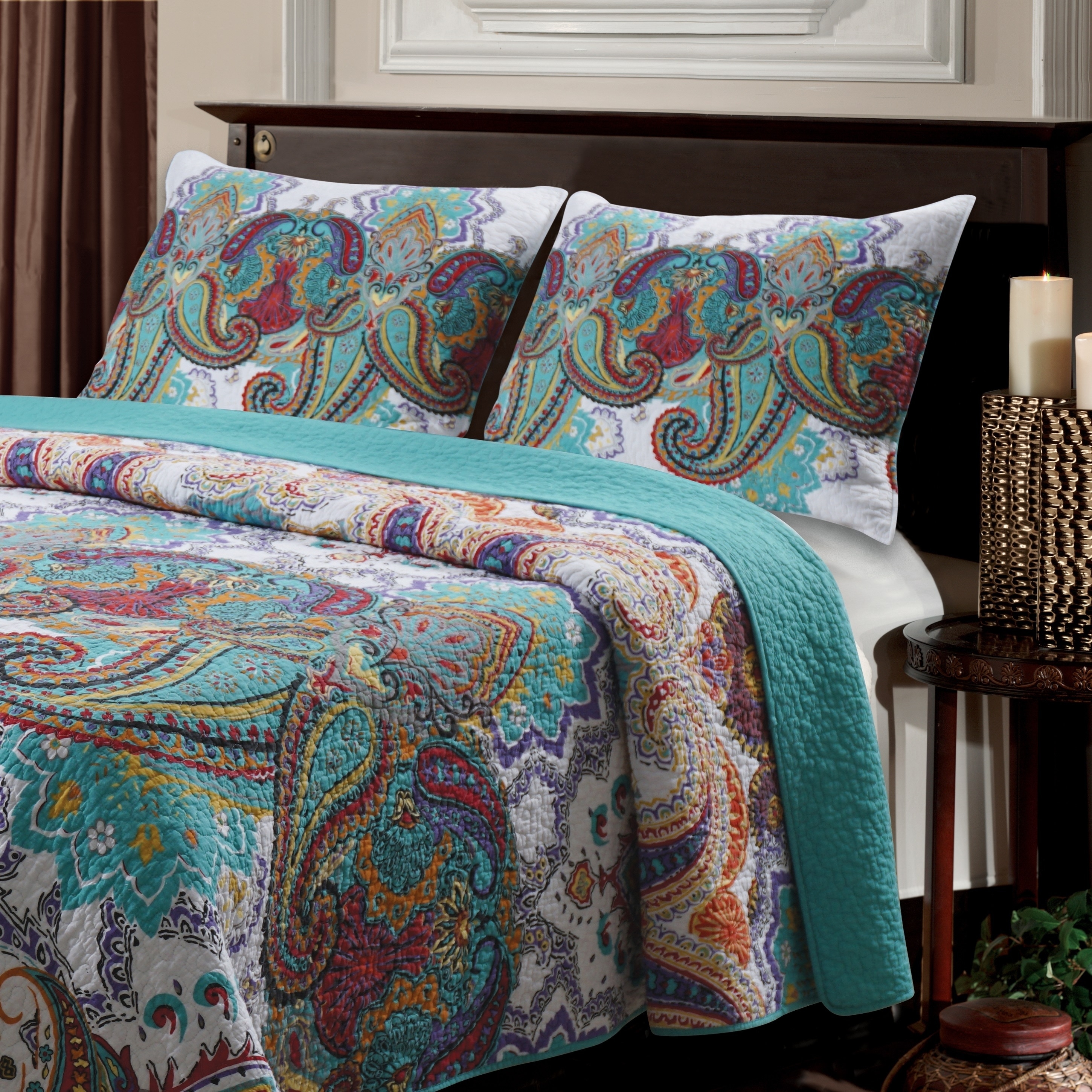 Shop The Curated Nomad Horsdal Teal Quilted Pillow Sham Set Set