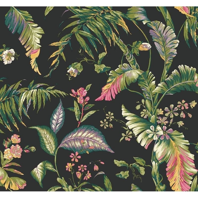 Fiji Garden Wallpaper 27 in x 27 ft - Black/Brights