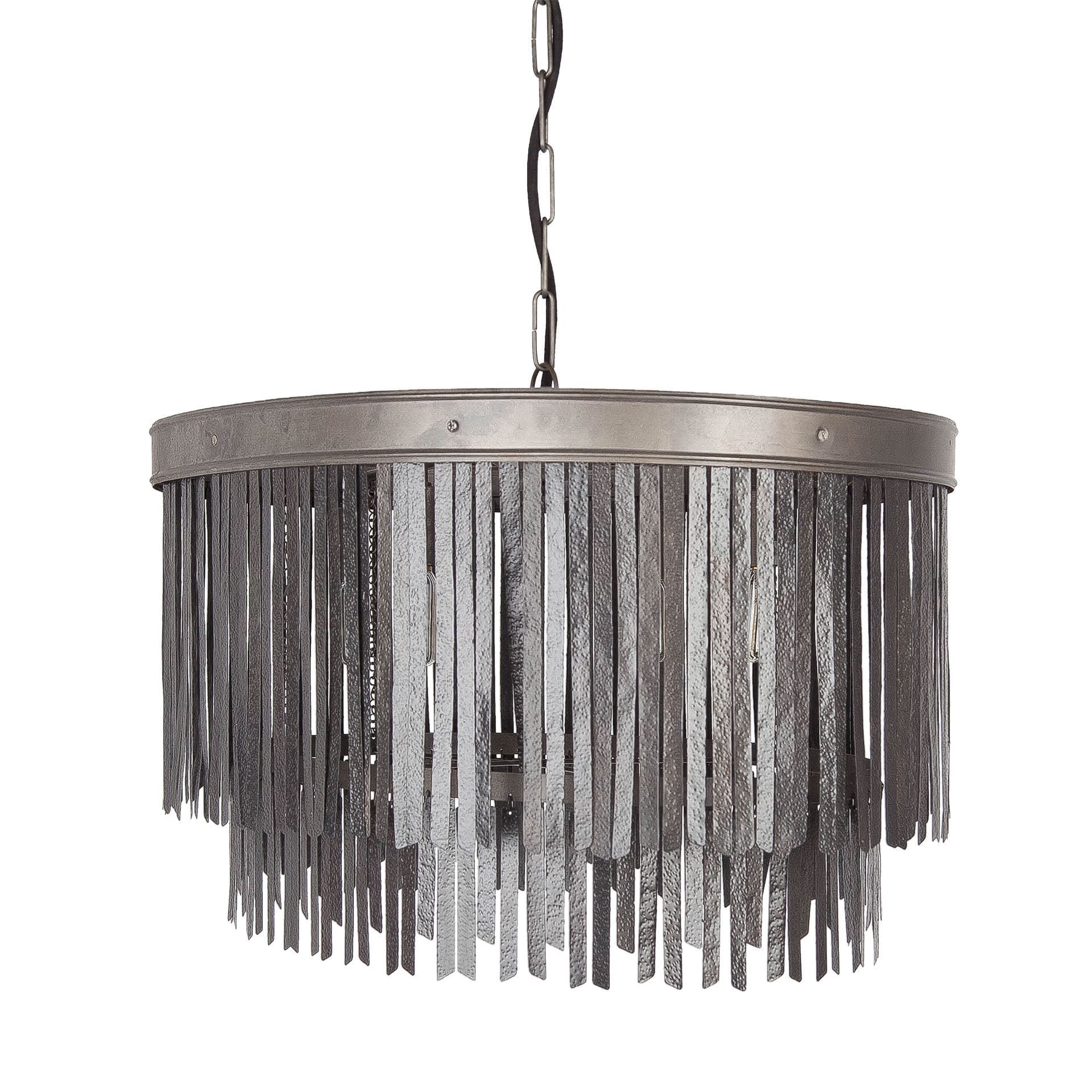 Mercana Saxon (28"x 22") Dark Grey Iron Waterfall Seven Bulb Chandelier - 28.0L x 22.0W x 22.0H
