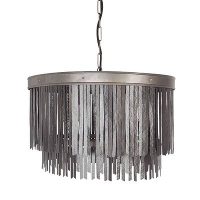 Mercana Saxon (28"x 22") Dark Grey Iron Waterfall Seven Bulb Chandelier - 28.0L x 22.0W x 22.0H