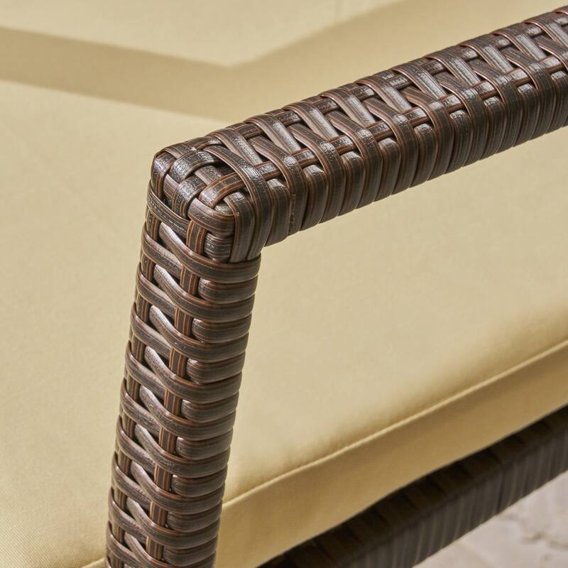 Powell Outdoor 6-Seater Rectangular Acacia Wood and Wicker Dining Set by Christopher Knight Home