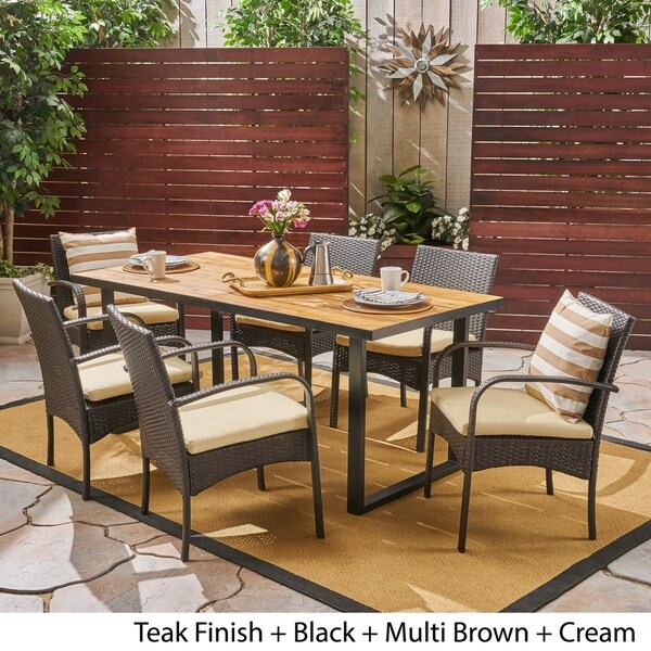 black 6 seater garden table and chairs