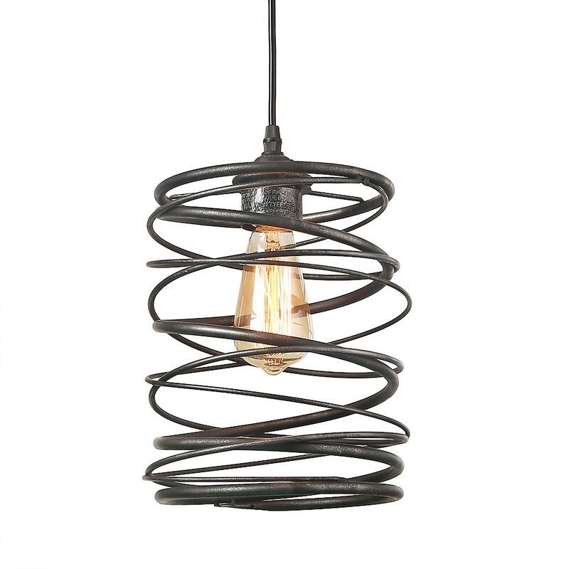 Lnc 1 Light Contemporary Ceiling Light Spiral Industrial Pendant Black L7 9 X W7 9 X H11