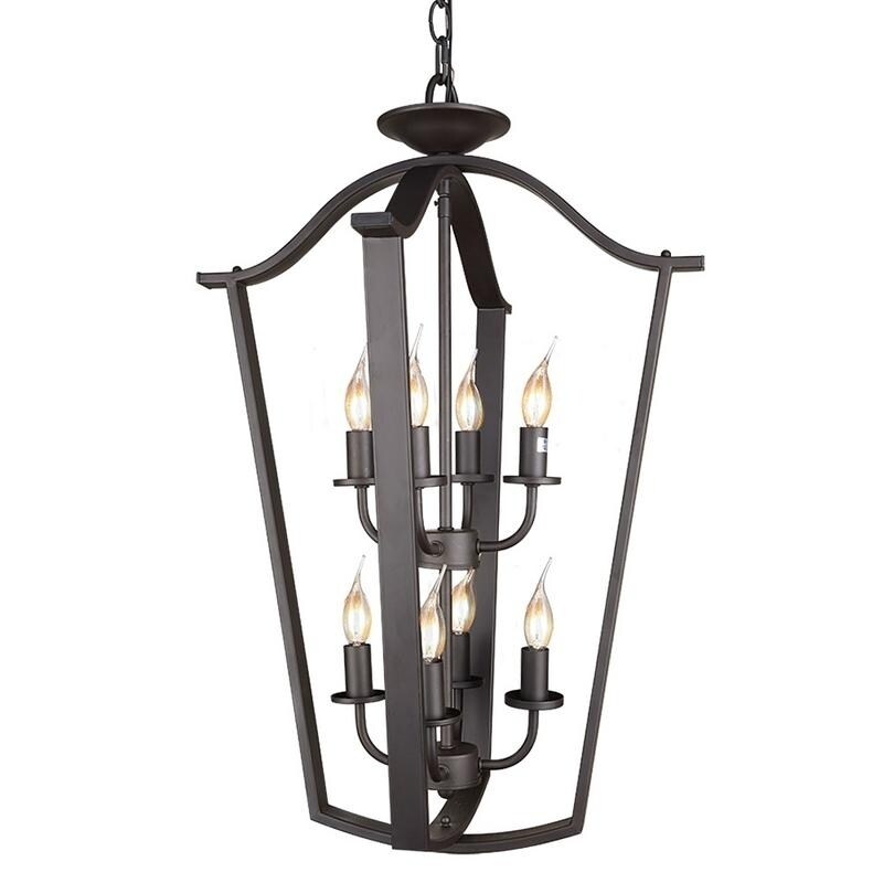 LNC 8-Light Multi-Tier Bronze Candle Foyer Chandelier - Chandeliers For Bedrooms by Overstock.com