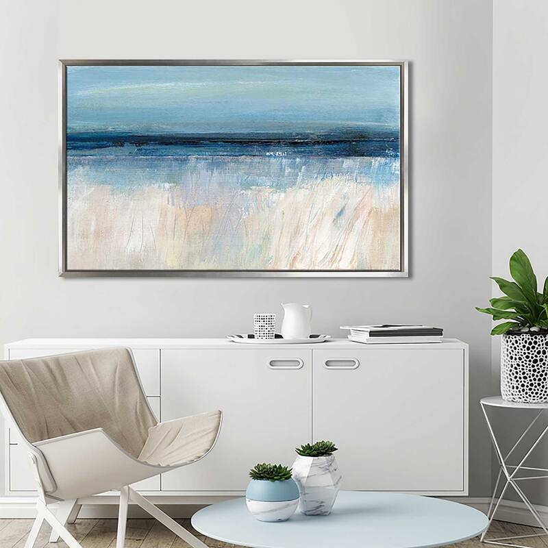 "On The Severn I" by Susan Jill Print on Canvas in Floating Frame - Blue