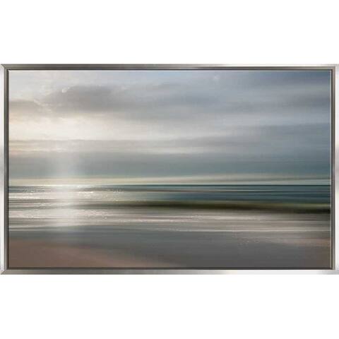 "Setting Sun" by Mike Calascibetta Print on Canvas in Floating Frame - Blue
