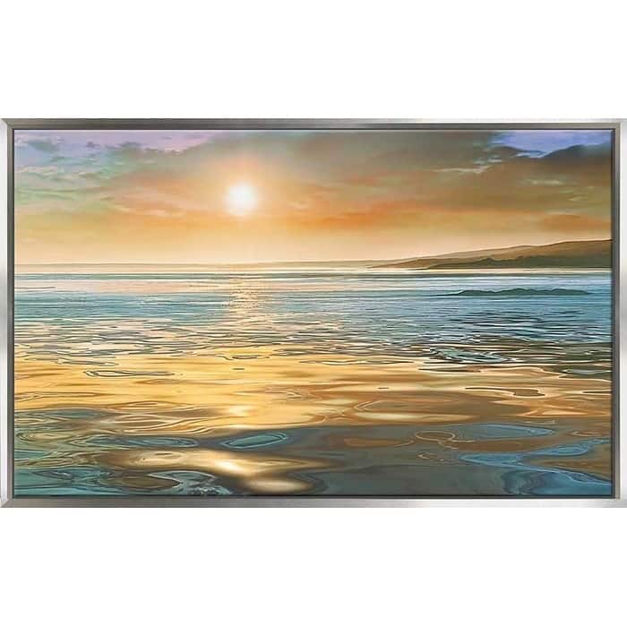 "Evening Calm" by Mike Calascibetta Print on Canvas in Floating Frame - Blue