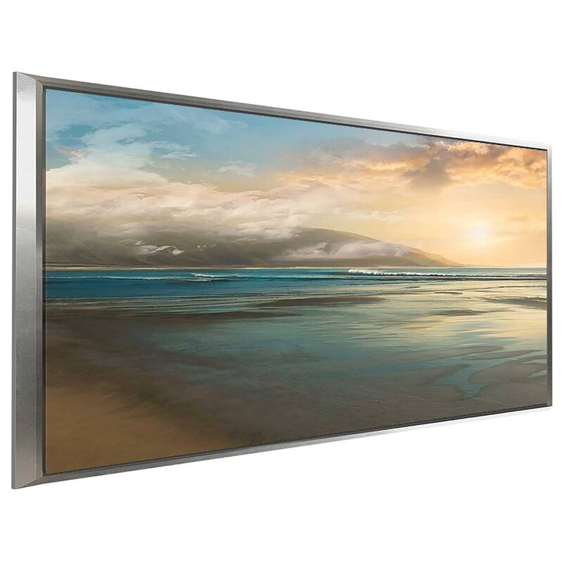 "Island Mist" by Mike Calascibetta Print on Canvas in Floating Frame - Blue