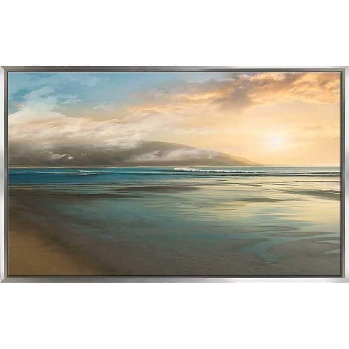"Island Mist" by Mike Calascibetta Print on Canvas in Floating Frame - Blue
