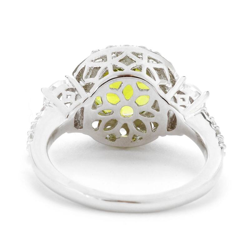 Sterling Silver 4.11ctw Peridot & White Topaz Halo Ring