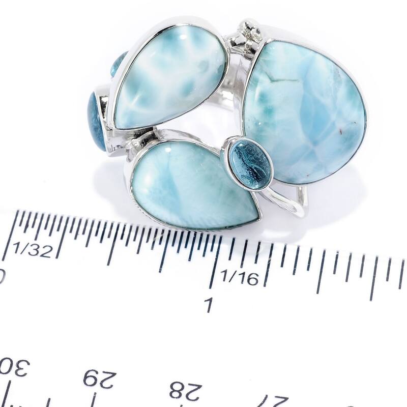 Sterling Silver Larimar & Blue Topaz Abstract Ring