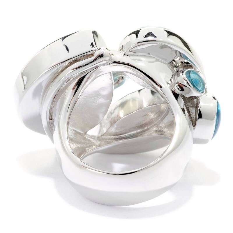Sterling Silver Larimar & Blue Topaz Abstract Ring