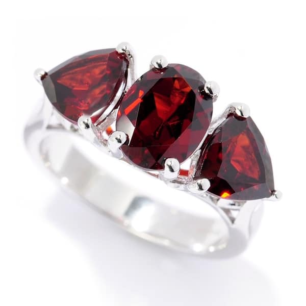 Excellent Quality Simple Red Oval Jade Sterling Silver Garnet Ring Size 7