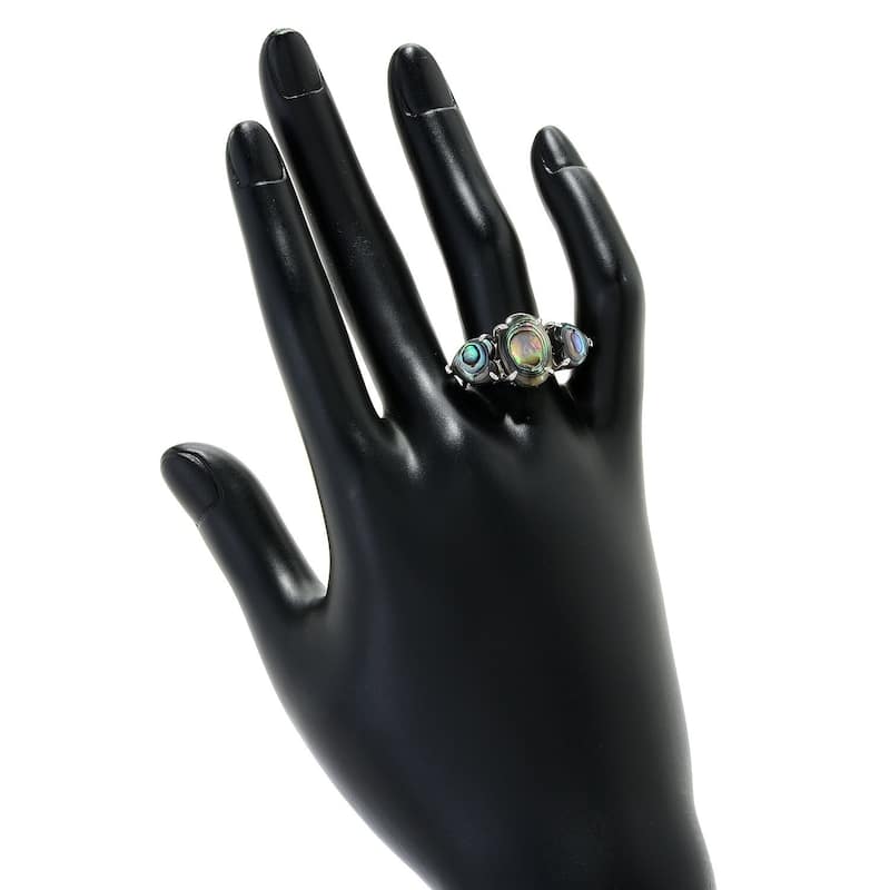 Sterling Silver Abalone Doublet Three-Stone Ring