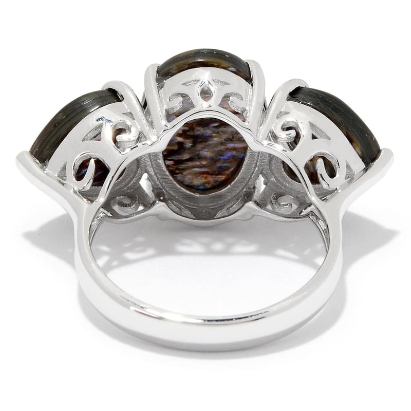 Sterling Silver Abalone Doublet Three-Stone Ring