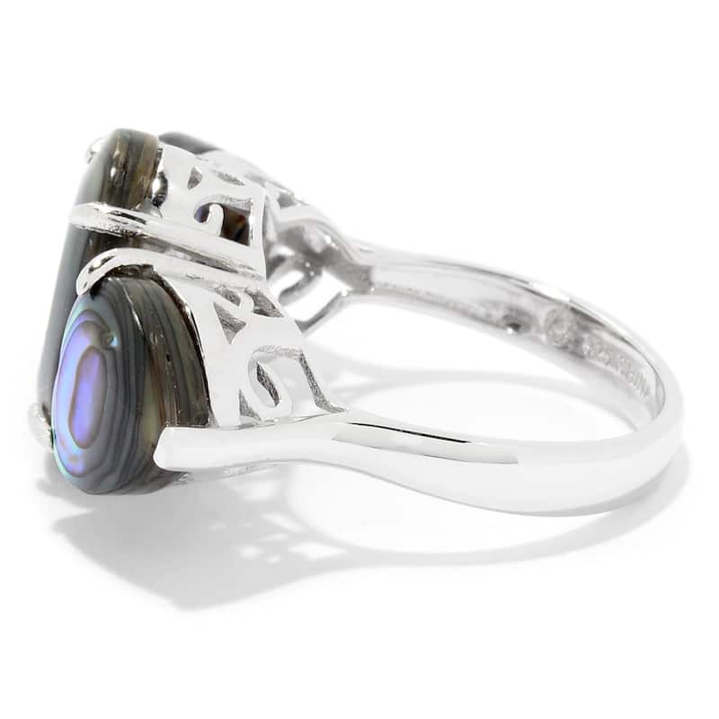 Sterling Silver Abalone Doublet Three-Stone Ring