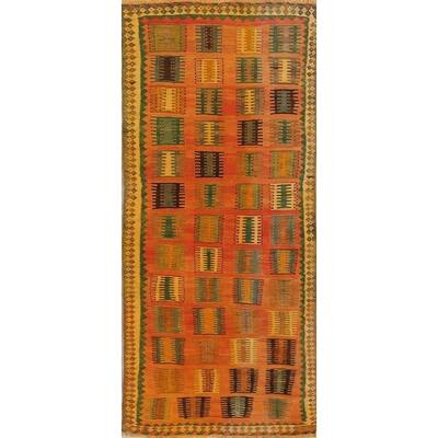 Hand Woven Tribal Kilim Shiraz Persian Wool Rug - 8'10" x 3'9" runner