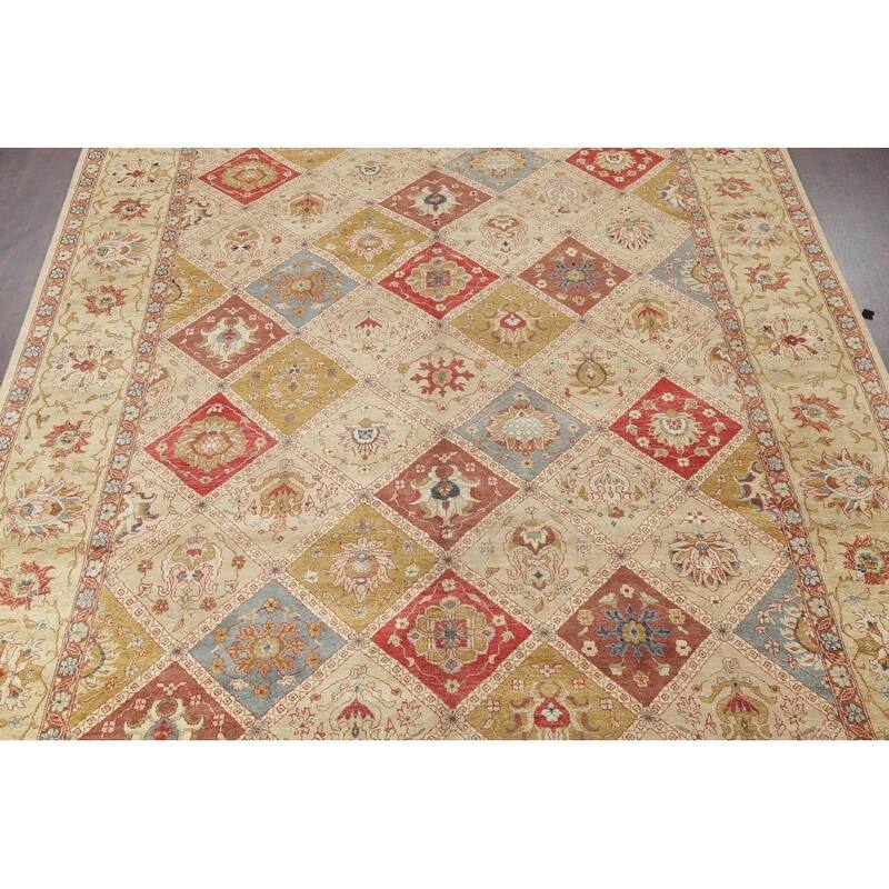 Hand-Spun Wool Agra Indian Oriental Area Rug For Living Room - 13'11" x 10'0"