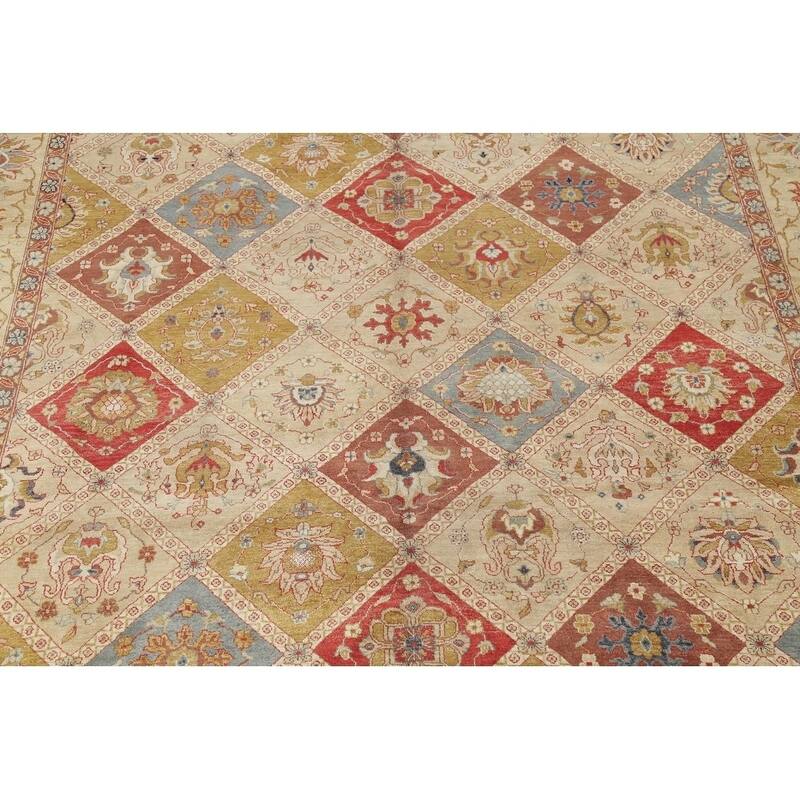 Hand-Spun Wool Agra Indian Oriental Area Rug For Living Room - 13'11" x 10'0"