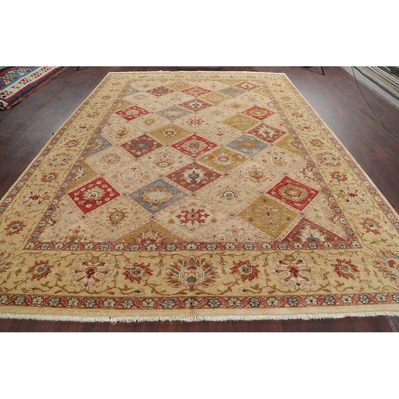 Hand-Spun Wool Agra Indian Oriental Area Rug For Living Room - 13'11" x 10'0"