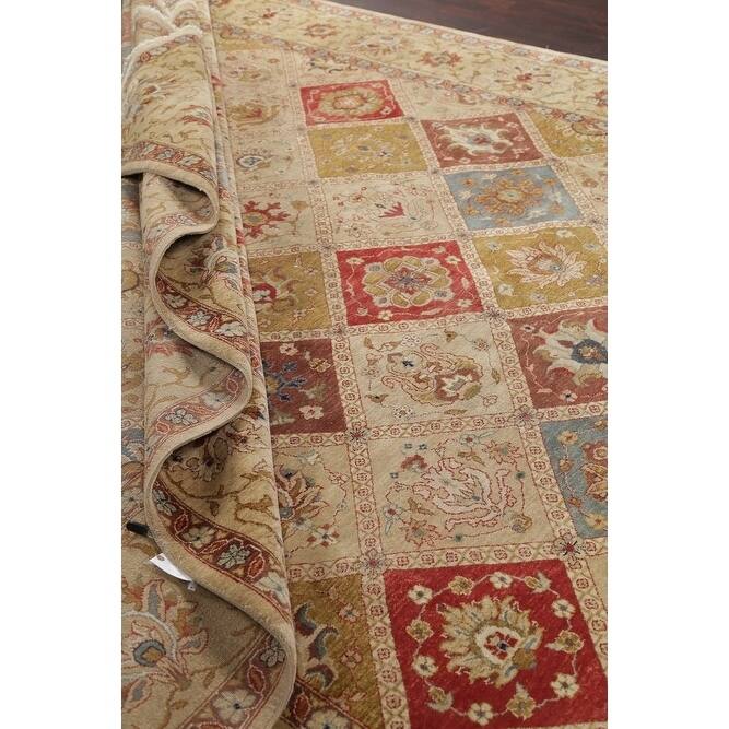 Hand-Spun Wool Agra Indian Oriental Area Rug For Living Room - 13'11" x 10'0"