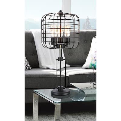 Industrial Cage 3 Light Edison Table Lamp 26.5 In.