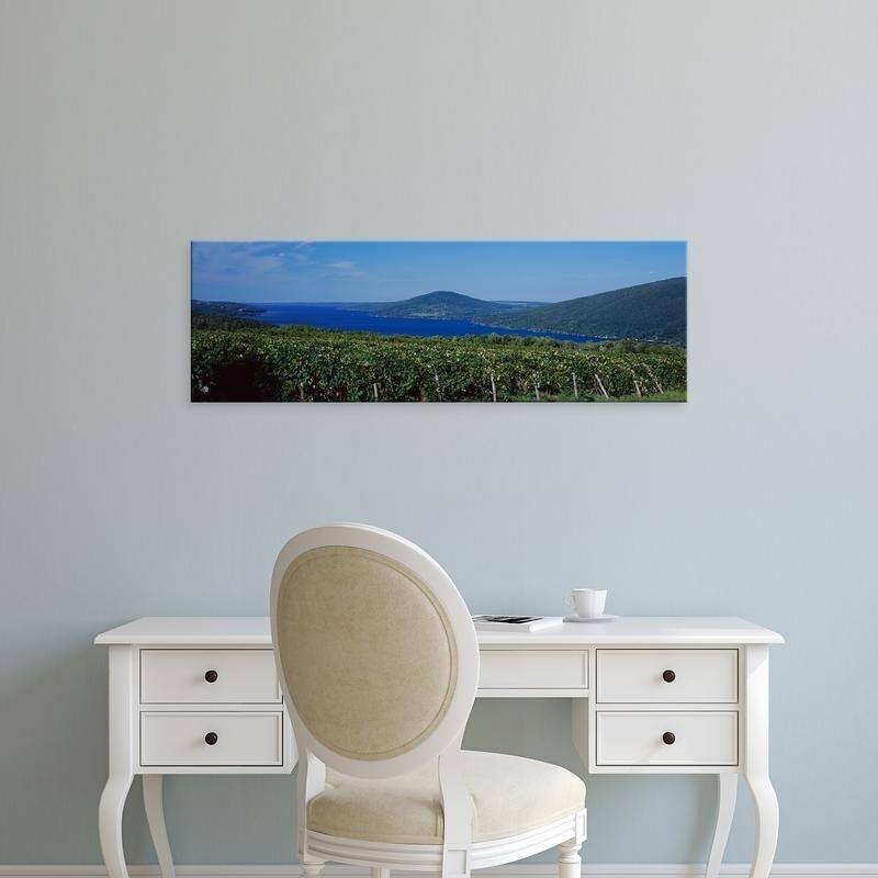Easy Art Prints Panoramic Images's 'Vineyards Near A Lake, Canandaigua Lake, Finger Lakes, New York State' Premium Canvas Art