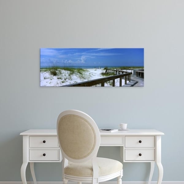 Easy Art Prints Panoramic Images's 'Florida, Gulf of Mexico, St. George Island State Park, Footbridge on a beach' Canvas Art