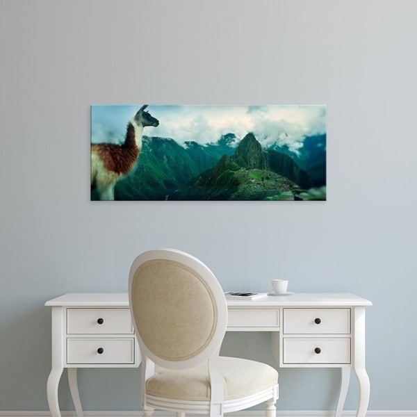 Easy Art Prints Panoramic Images's 'Alpaca, Archaeological site, Inca Ruins, Machu Picchu, Cusco Region, Peru' Canvas Art