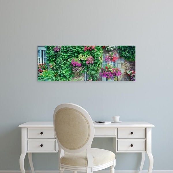Easy Art Prints Panoramic Images's 'Europe, France, Pontorson, Wall covered with flowers' Premium Canvas Art