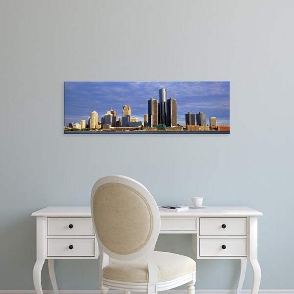 Easy Art Prints Panoramic Images's 'Skyscrapers at the waterfront, Detroit, Michigan, USA' Premium Canvas Art