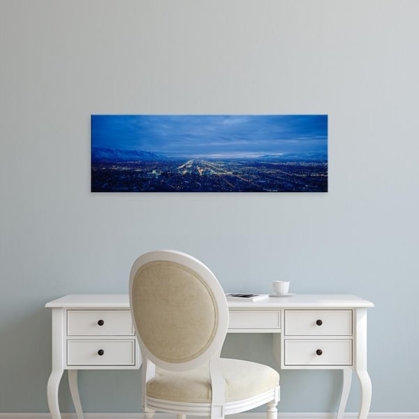 Easy Art Prints Panoramic Images's 'Aerial view at dusk, Salt Lake City, Utah, USA' Premium Canvas Art