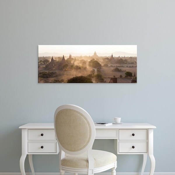 Easy Art Prints Panoramic Images's 'Ancient temples at sunset, Bagan, Mandalay Region, Myanmar' Premium Canvas Art