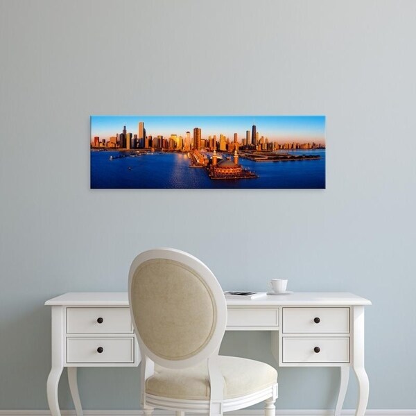 Easy Art Prints Panoramic Images's 'Sunrise at Navy Pier, Lake Michigan, Chicago, Cook County, Illinois, USA' Premium Canvas Art