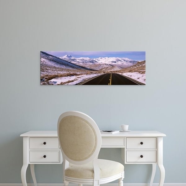 Easy Art Prints Panoramic Images's 'Snow on the side of a road, Sierra Mountains, California, USA' Premium Canvas Art