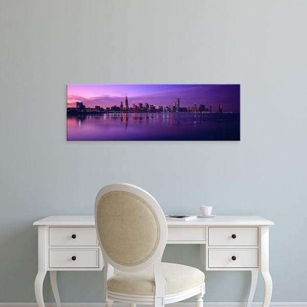 Easy Art Prints Panoramic Images's 'Waterfront, Sears Tower, Hancock Building, Lake Michigan, Chicago, Illinois' Canvas Art