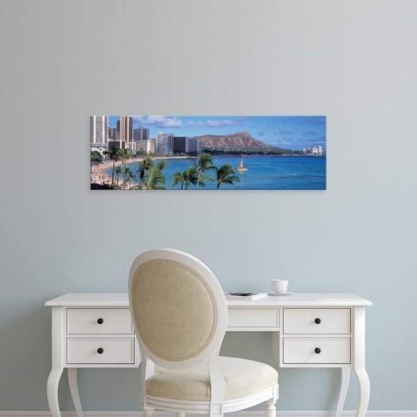 Easy Art Prints Panoramic Images's 'Waikiki Beach, Honolulu, Hawaii, USA' Premium Canvas Art