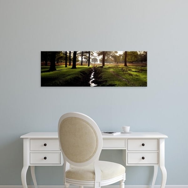 Easy Art Prints Panoramic Images's 'Stream passing through a park, Richmond Park, London, England' Premium Canvas Art