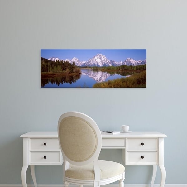 Easy Art Prints Panoramic Images's 'Mountains and trees, Oxbow Bend, Snake River, Grand Teton National Park, Wyoming' Canvas Art